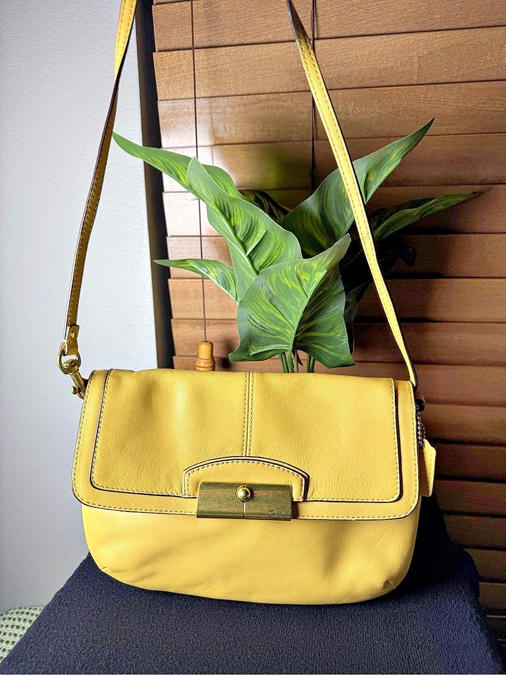 Coach Etta Small Flap Shoulder Bag Yellow Crossbody